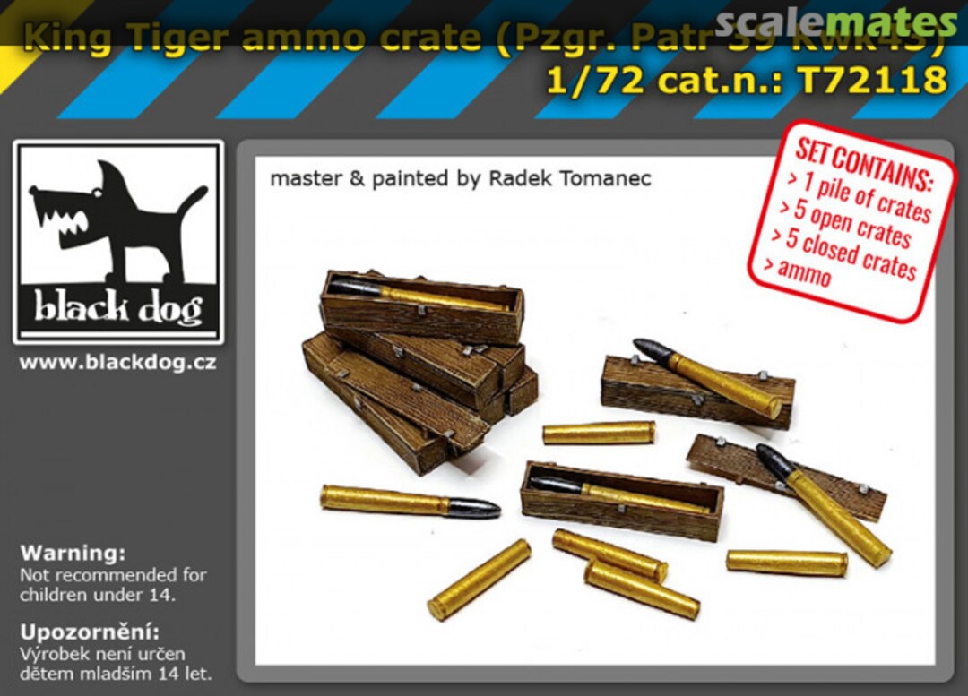 Boxart King Tiger ammo crate T72118 Black Dog