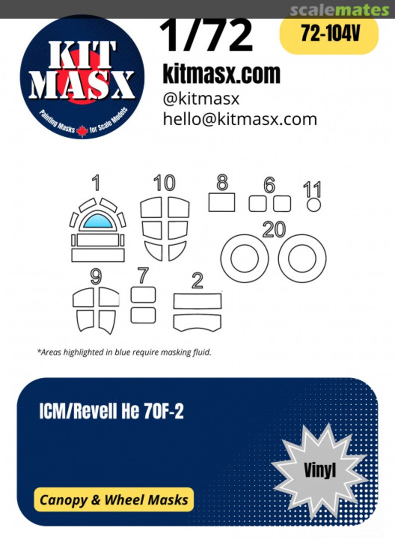 Boxart He 70F-2 1/72 Canopy & Wheel Masks 72-104V Kit Masx