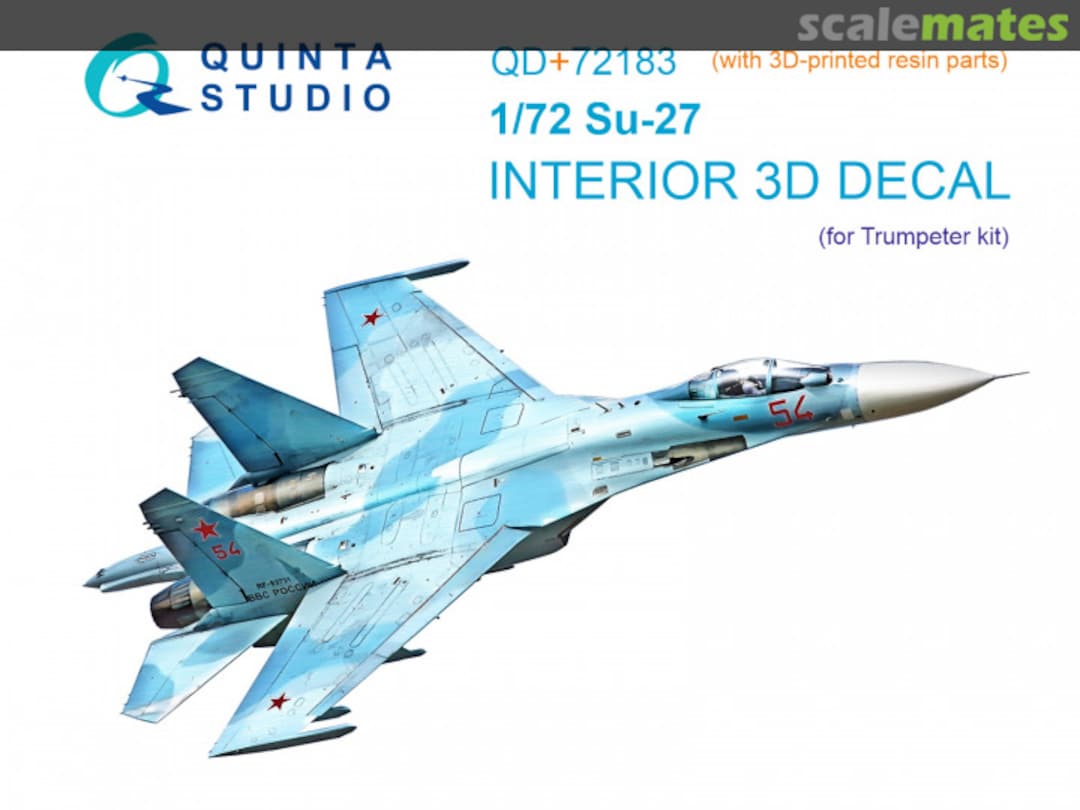 Boxart Su-27 interior 3D decals (with 3D-printed resin parts) QD+72183 Quinta Studio