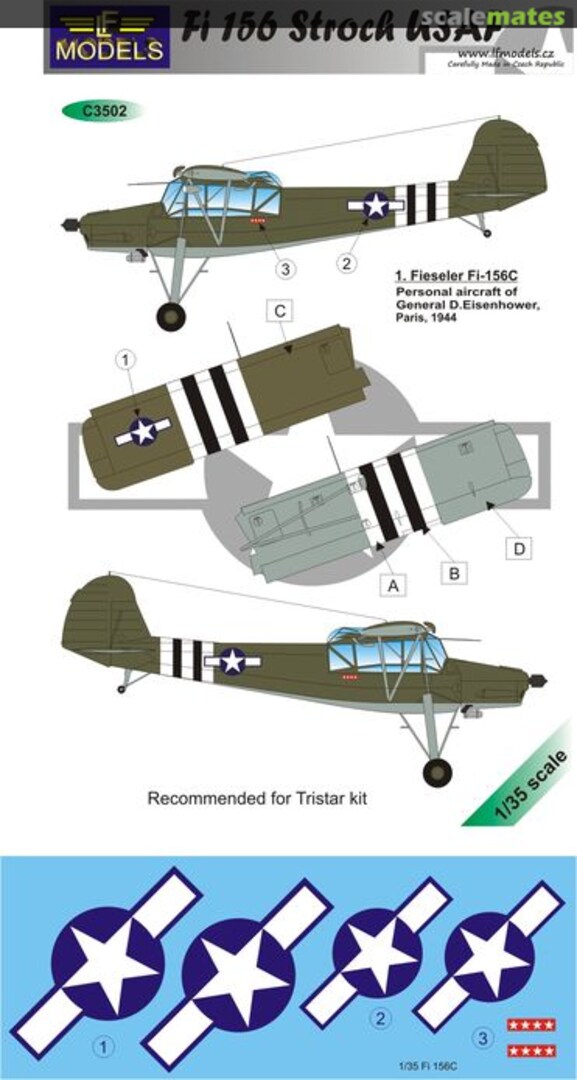 Boxart Fi 156 Storch USAF C3502 LF Models