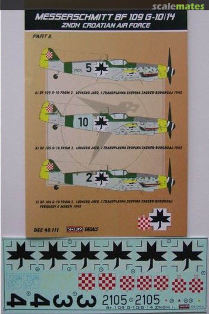 Boxart Messerschmitt BF 109 G-10/14 ZNDH Croatian Air Force DEC 48.111 Kora Models