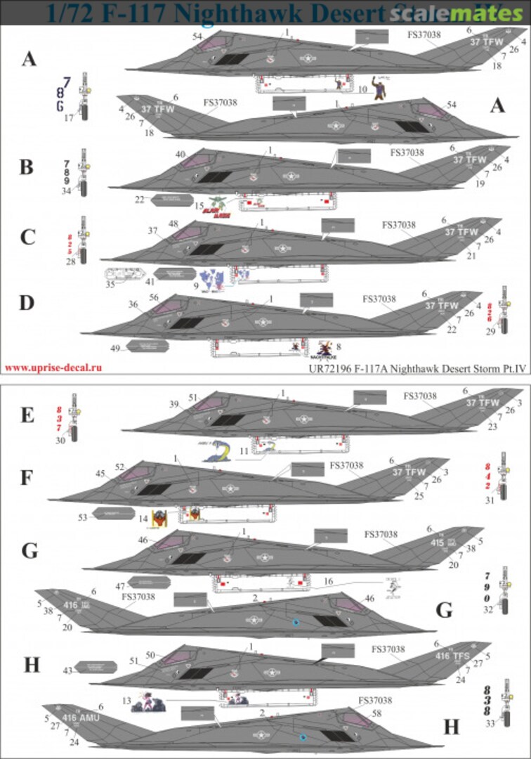 Boxart F-117A Nighthawk Desert Storm Pt.IV, with stencils UR72196 UpRise
