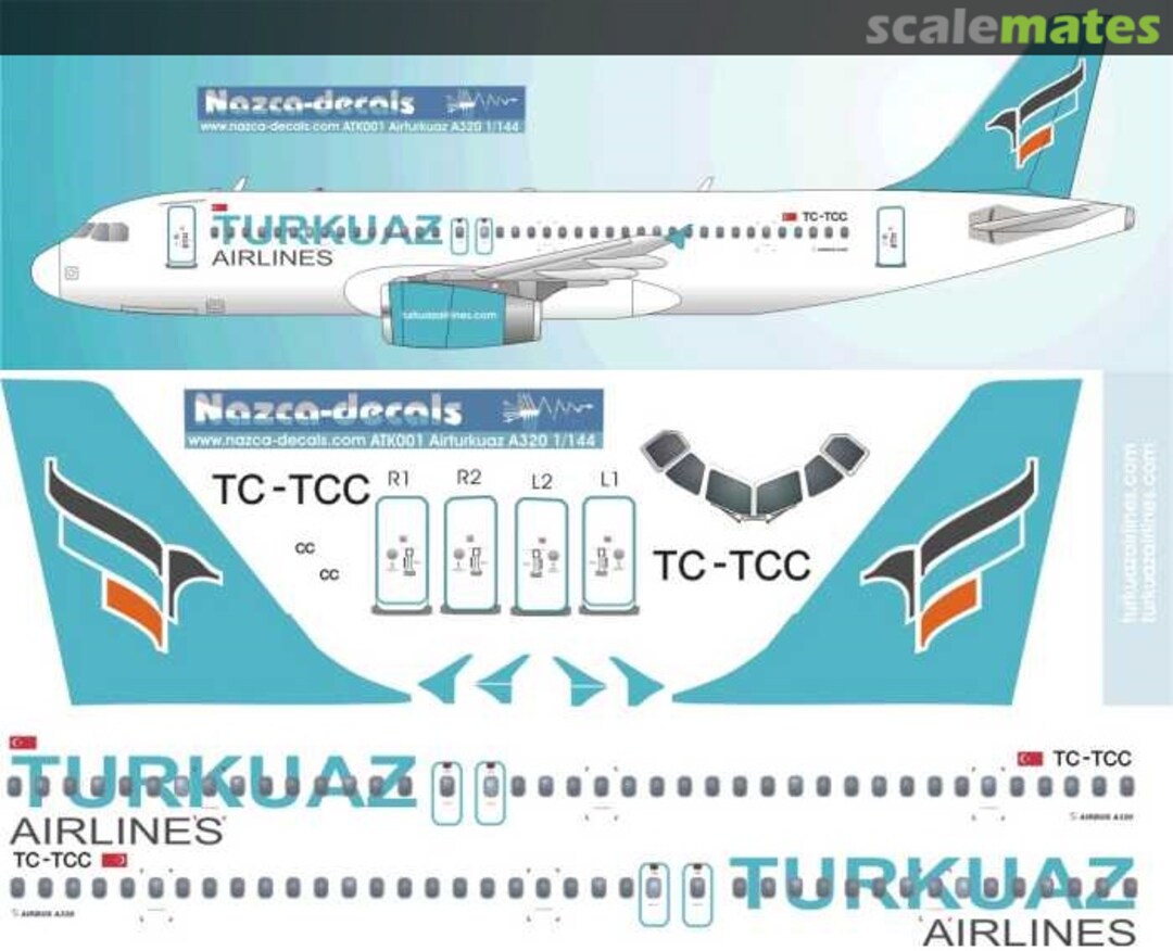 Boxart Air Turkuaz A320 atk001 Nazca decals