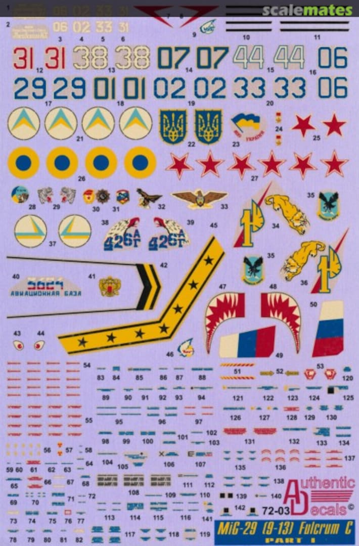 Boxart MiG-29 (9-13) Fulcrum C 72-03 Authentic Decals