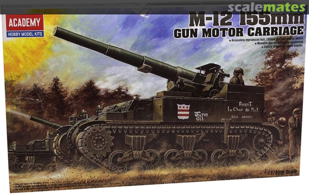 Boxart M-12 155mm Gun Motor Carriage 13268 Academy