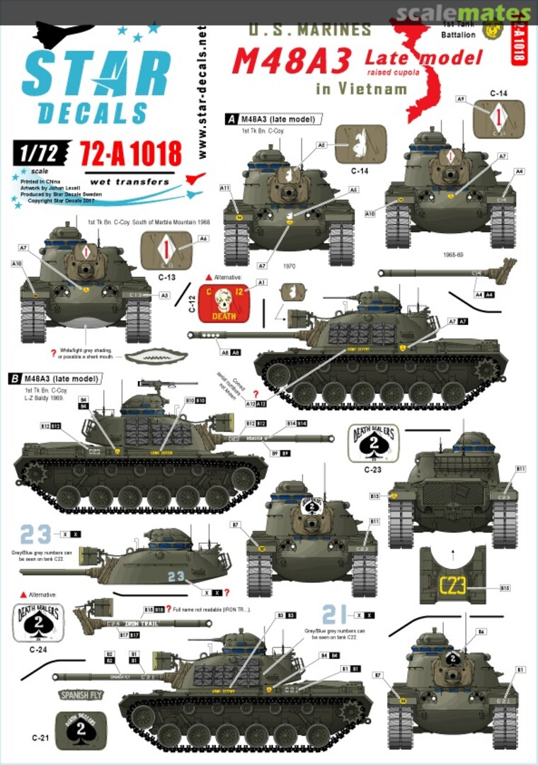 Boxart M48A3 Late 72-A0018 Star Decals