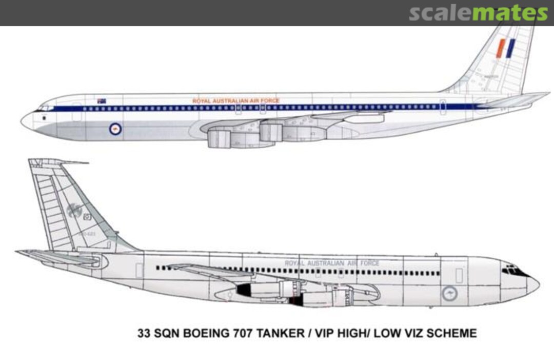 Boxart RAAF 33 Sqn. Boeing 707-338C, (High/Low-Vis schemes) Tanker / VIP AAF-019 Hawkeye Models