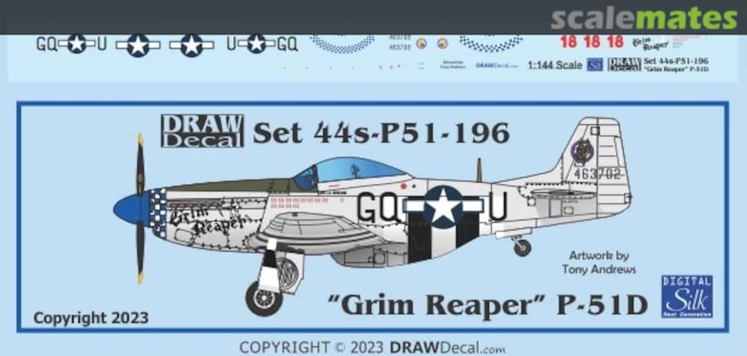 Boxart “Grim Reaper” P-51D 44-P51-196 Draw Decal