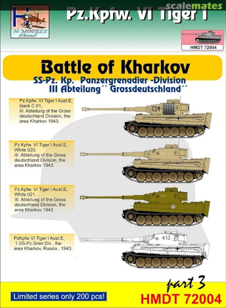 Boxart Pz.Kpfw.VI Tiger I Battle of Kharkov pt. 3 HMT72004 H-Models Decals