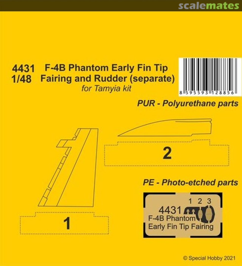 Boxart F-4B Phantom Early Fin Tip Fairing and Rudder (separate) 4431 CMK