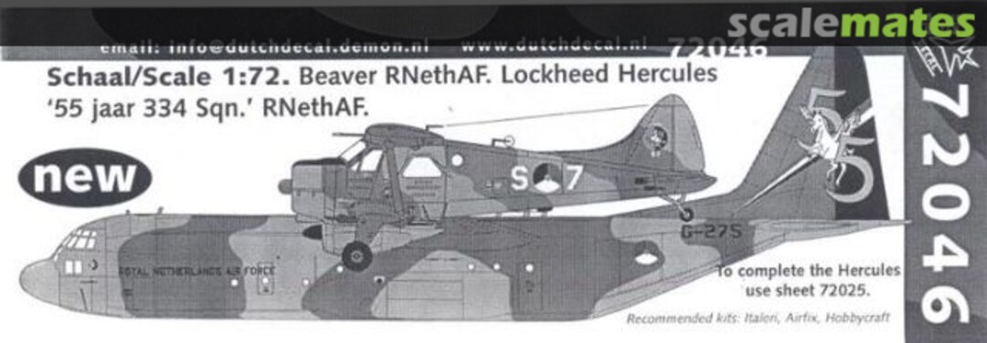 Boxart de Havilland Beaver & Lockheed Hercules - `55 jaar 334 Sqn.' 72046 Dutch Decal