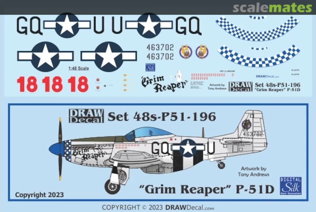 Boxart “Grim Reaper” P-51D 48-P51-196 Draw Decal