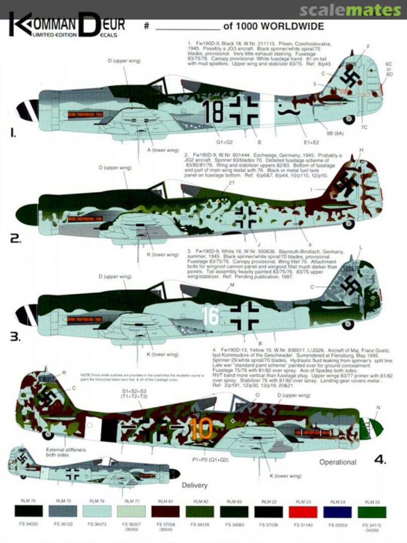 Boxart Focke-Wulf Fw 190 D-9 & 13 KD4802FD KommanDeur Decals