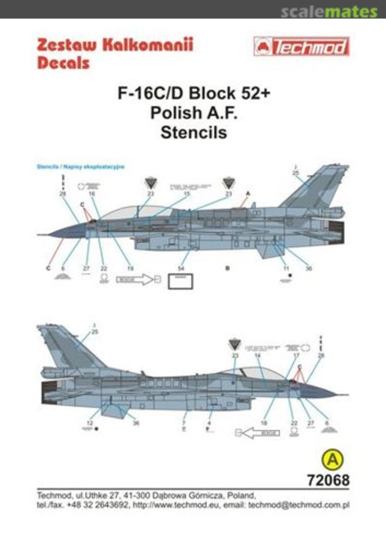 Boxart F-16 C/D Block 52+ stencils 72068 Techmod