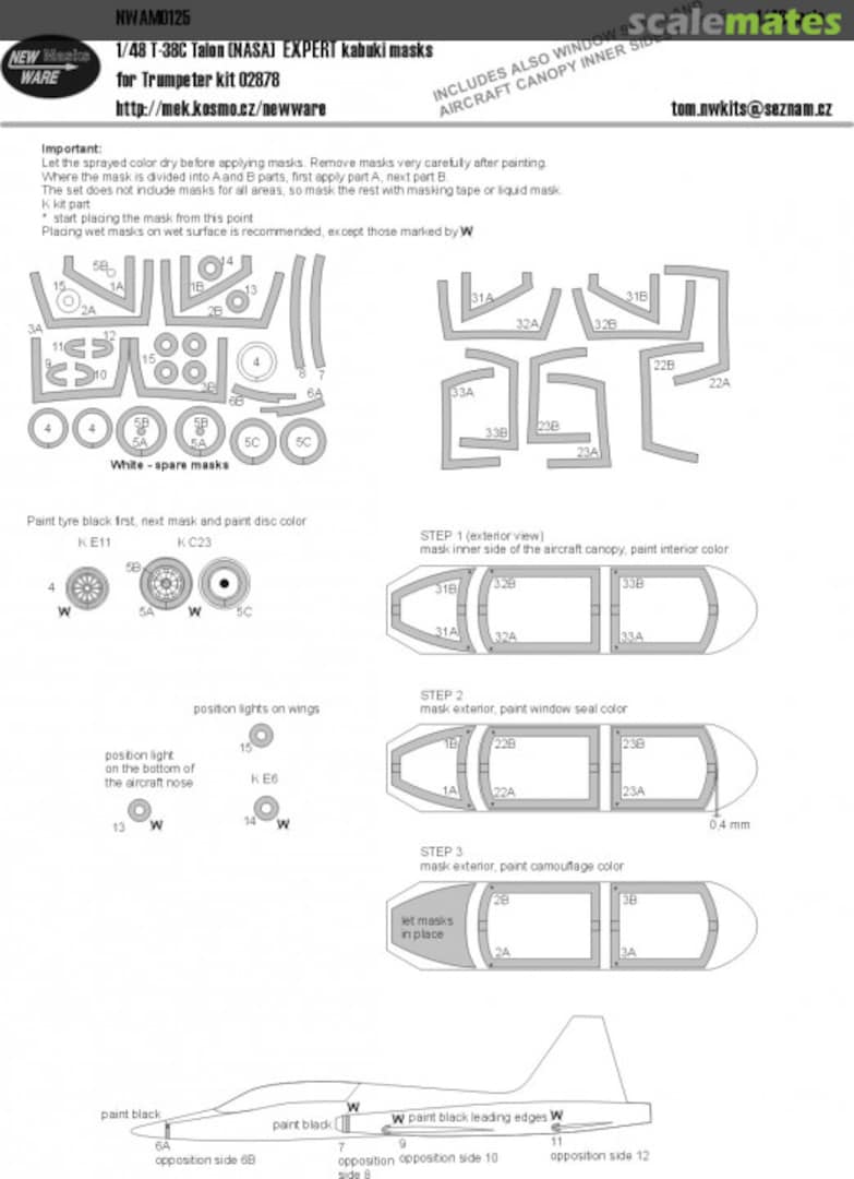 Boxart T-38C Talon (NASA) EXPERT kabuki masks NWAM0125 New Ware