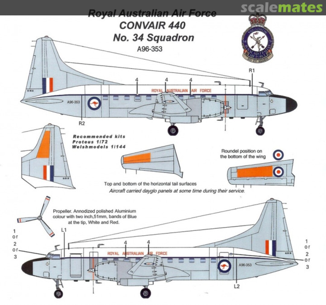 Boxart RAAF, Convair CV440, 34 Sqn. VIP Transport AAF-022 Hawkeye Models