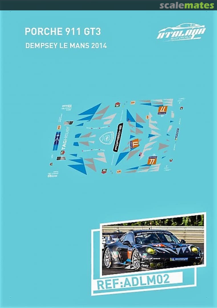 Boxart Porsche 991 RSR "TAG Heuer" ADLM02 Atalaya Slot Decals