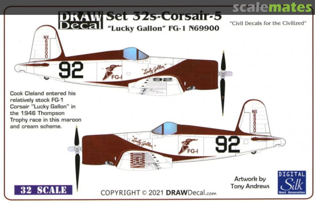 Boxart "Lucky Gallon" FG-1 N69900 32s-Corsair-5 Draw Decal