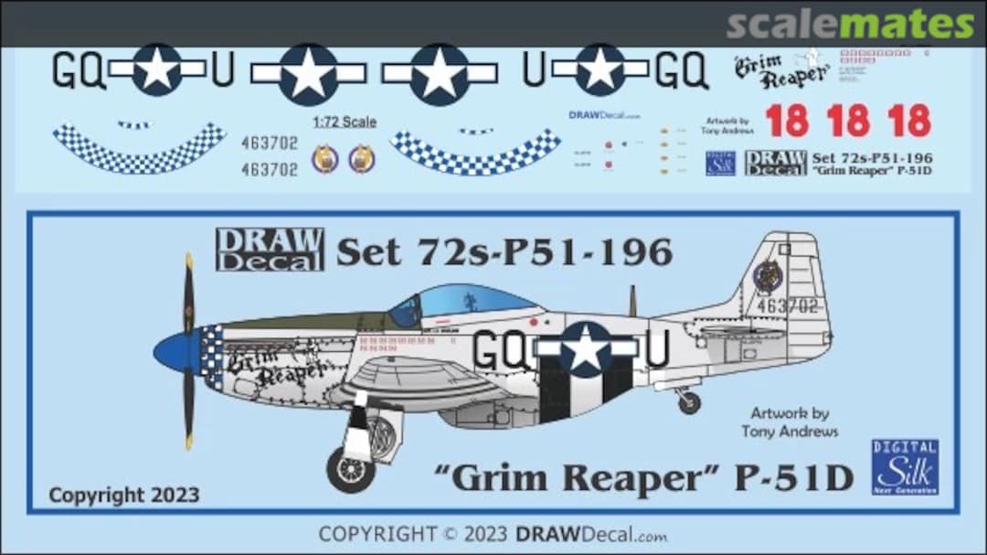 Boxart “Grim Reaper” P-51D 72-P51-196 Draw Decal