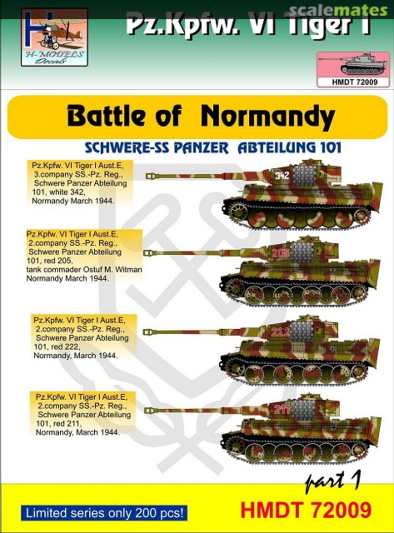 Boxart Pz.Kpfw.VI Tiger I Battle of Normandy pt. 1 HMT72009 H-Models Decals