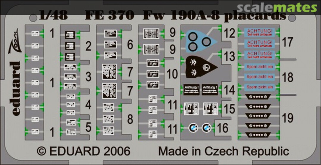 Boxart Fw 190A/F placards FE370 Eduard