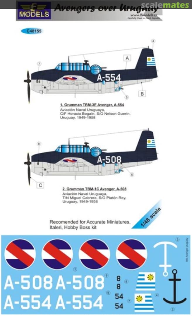 Boxart Grumman TBM-3E/TBM-1C Avenger over Uruguay part I. 2 decal options C48155 LF Models