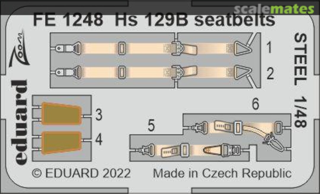 Boxart Hs 129B seatbelts STEEL HOBBY 2000/HASEGAWA FE1248 Eduard