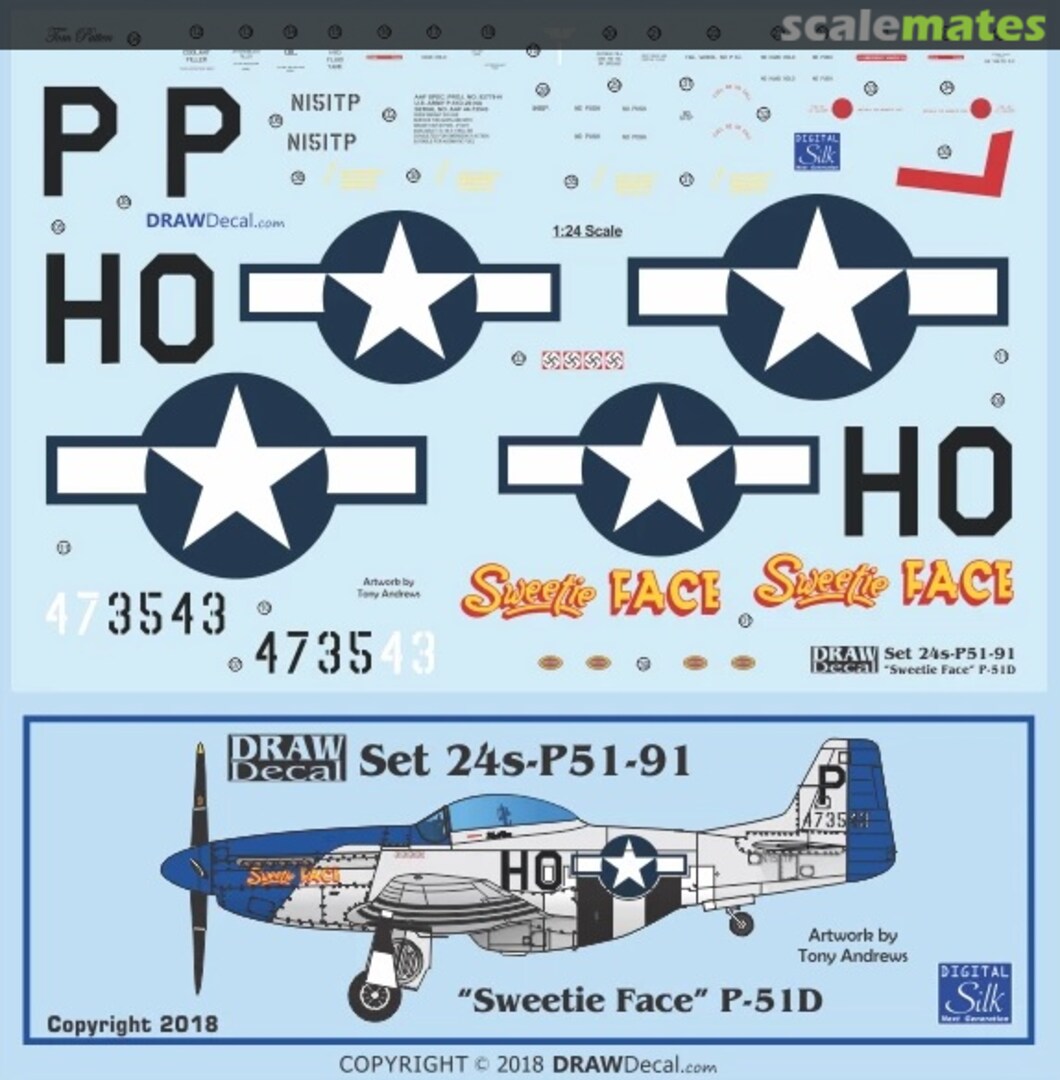 Boxart “Sweetie Face” P-51D 24-P51-91 Draw Decal