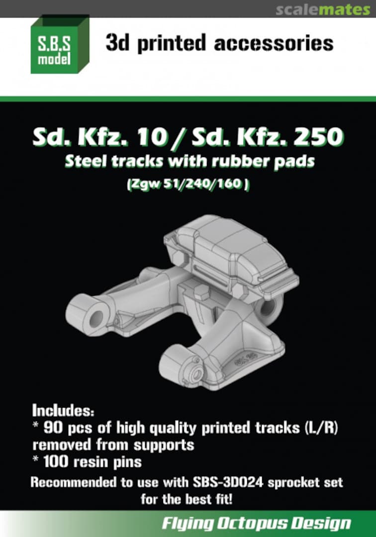 Boxart Sd.Kfz. 10 / Sd.Kfz. 250 Steel tracks with rubber pads 3D035 SBS Model