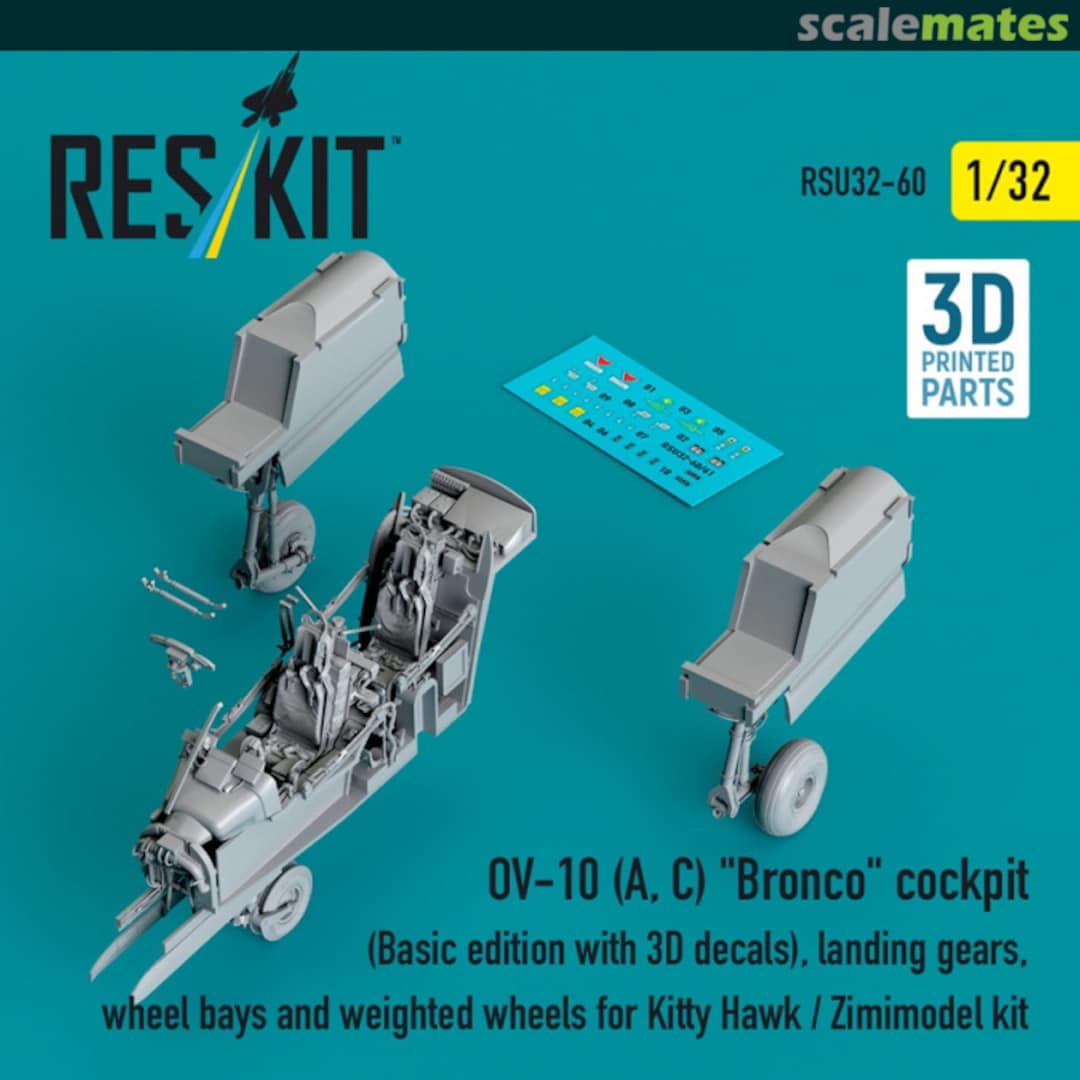 Boxart OV-10 (A, C) "Bronco" cockpit (Basic edition with 3D decals), landing gears, wheel bays and weighted wheels RSU32-0060 ResKit