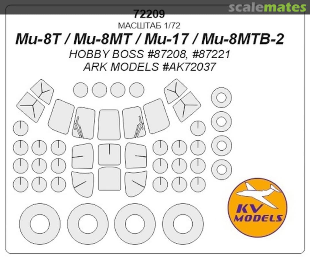 Boxart Mi-8T / Mi-8MT / Mi-17 / Mi-8MTV-2 - masks for windows; disks and wheels 72209 KV Models