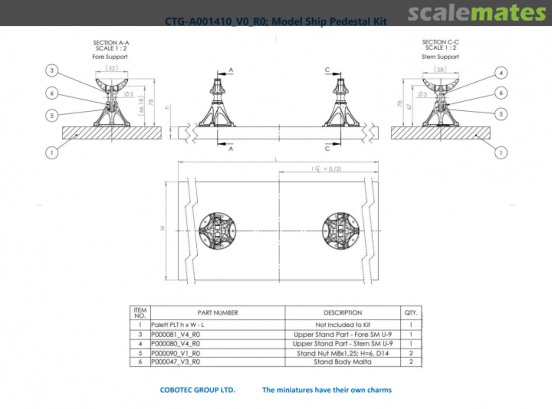 Contents Ship Model Stand Kit for Submarine U9 Class CTG-A001410_V0_R0 COBOTEC GROUP LTD.