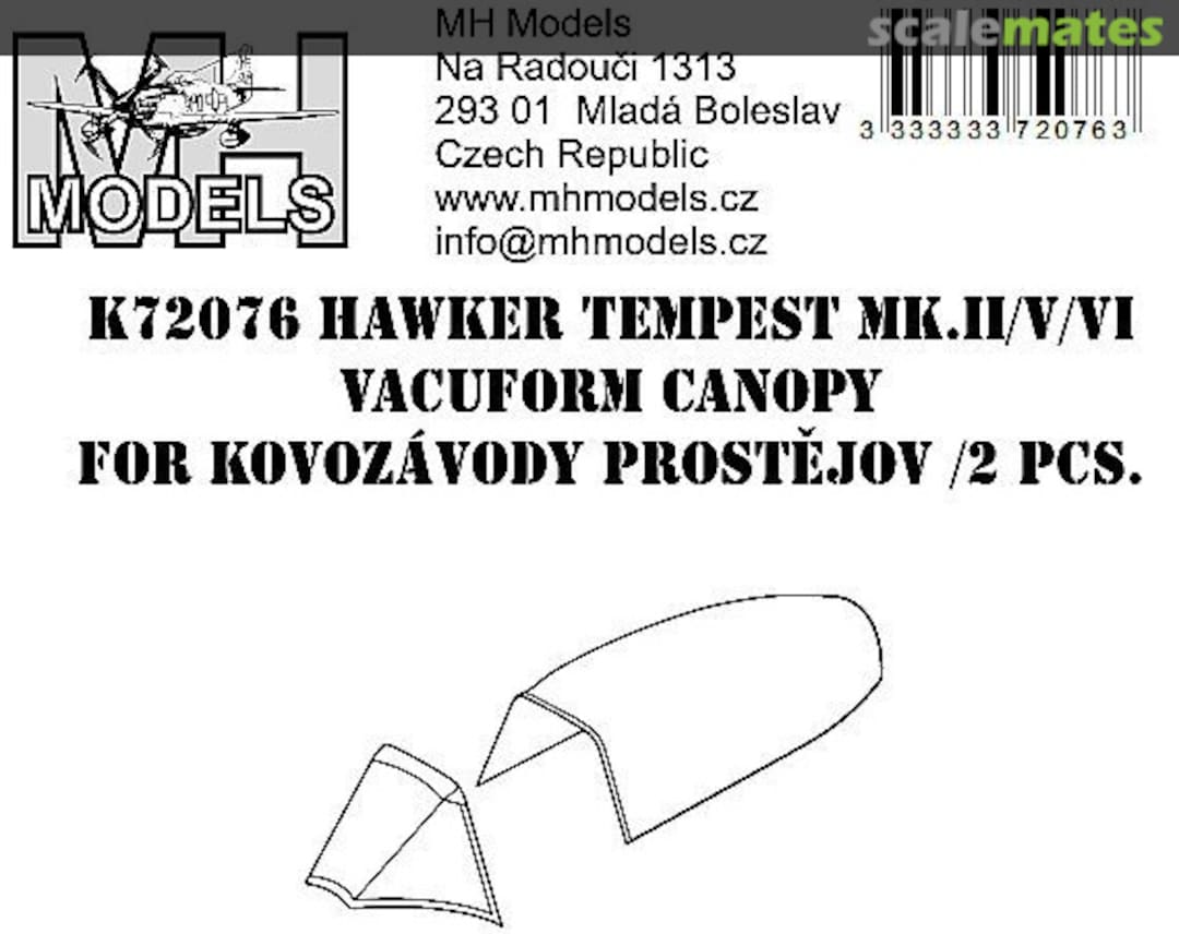 Boxart Hawker Tempest Mk.II/V/VI Vacuform Canopy K72076 MH Models