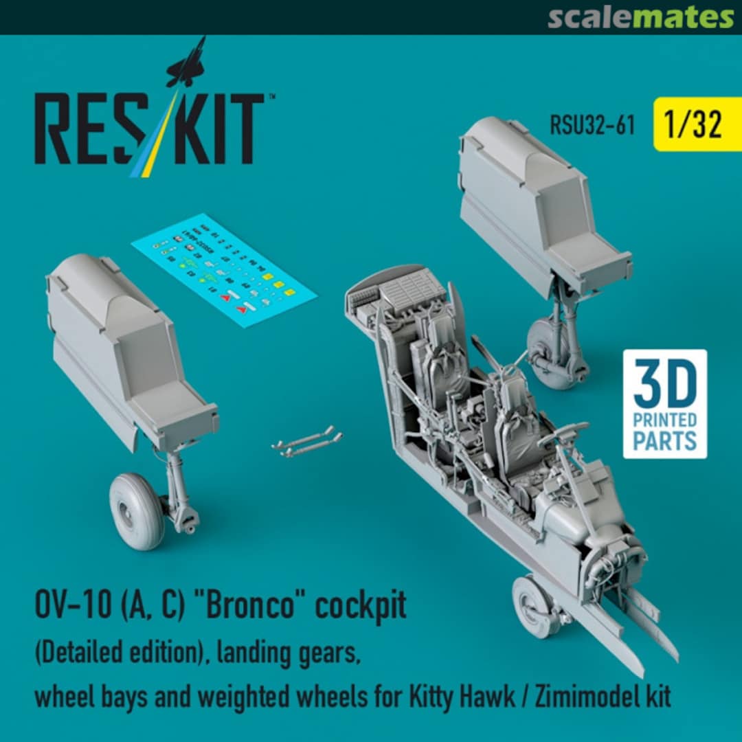 Boxart OV-10 (A, C)"`Bronco" cockpit (Detailed edition), landing gears, wheel bays and weighted wheels RSU32-0061 ResKit