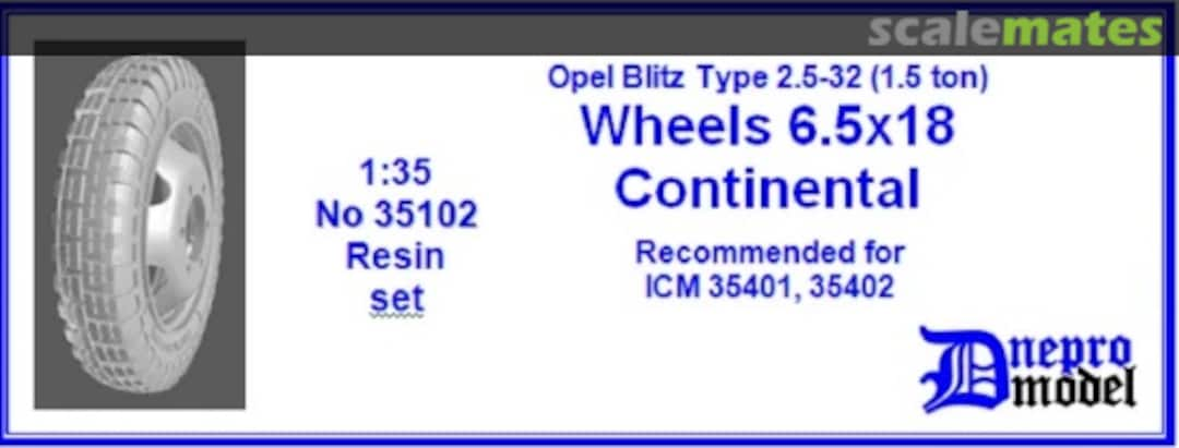 Boxart Opel Blitz 2,5-32 (1,5 ton) Wheels 6.5x18 Continental 35102 Dnepro Model