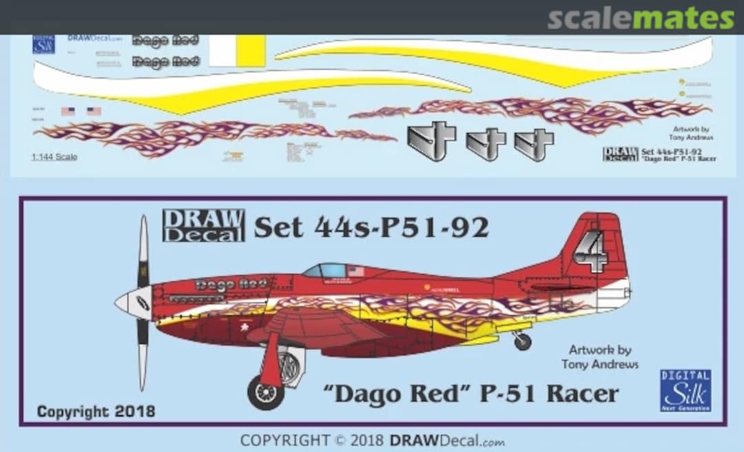 Boxart “Dago Red” P-51 Racer 44-P51-92 Draw Decal