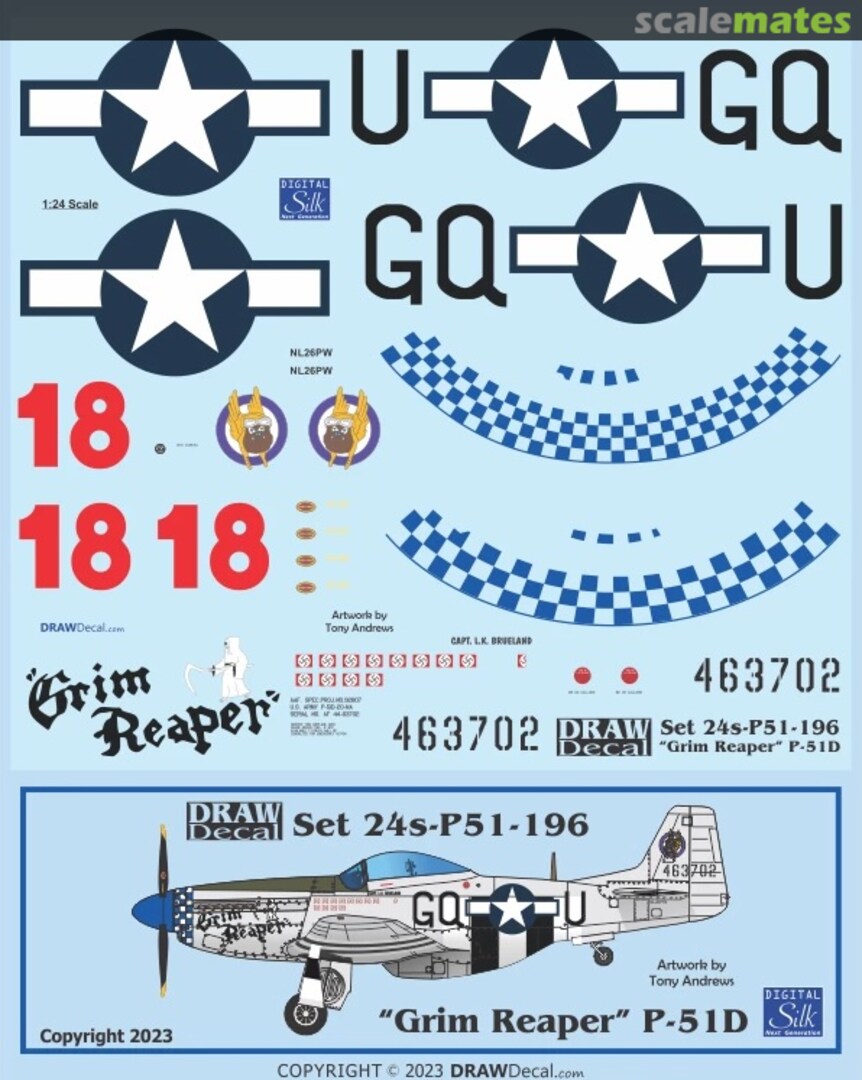 Boxart “Grim Reaper” P-51D 24-P51-196 Draw Decal