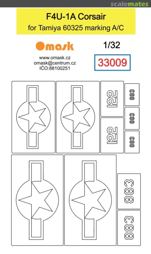 Boxart F4U-1A Corsair mask 33009 Omask