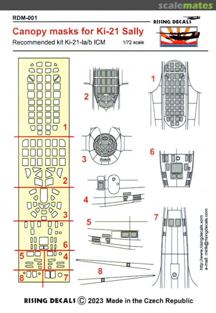 Boxart Canopy masks for Ki-21 Sally RDM-001 Rising Decals