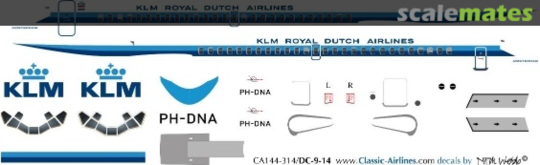 Boxart KLM (white top/tail) DC-9-14 CA144-314 Classic Airlines