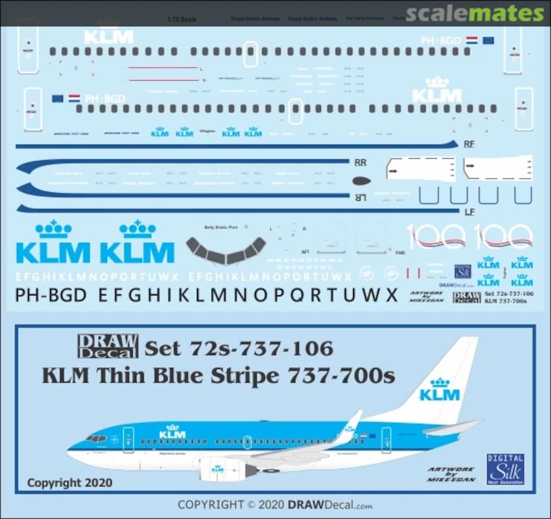 Boxart KLM 737-700s 72-737-106 Draw Decal