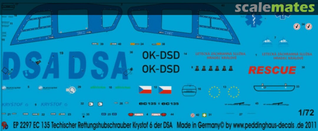 Boxart EC 135 Krystof 6 Tschechischer Rettungshubschrauber der DSA EP 2297 Peddinghaus-Decals