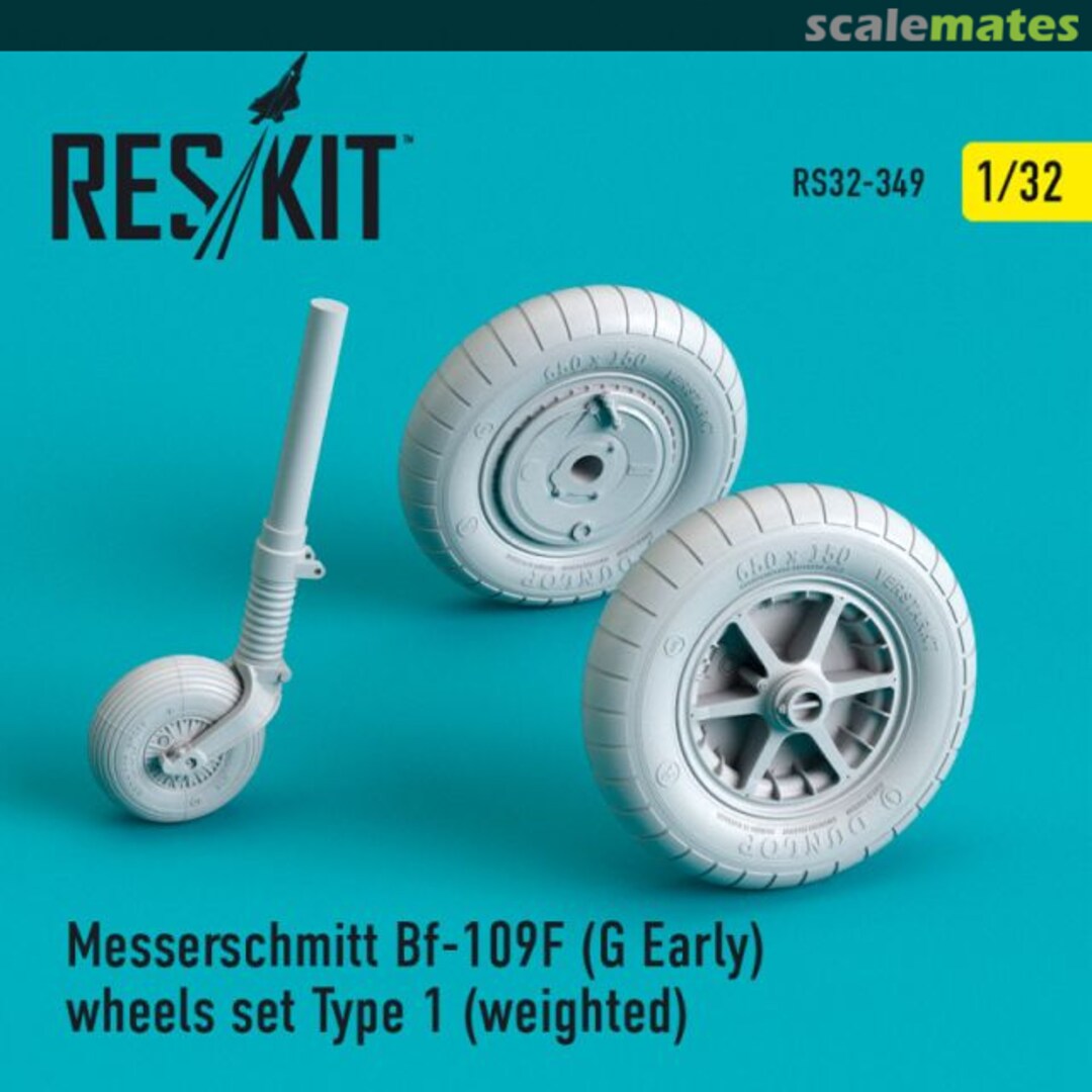 Boxart Messerschmitt Bf-109F (G early) wheels set Type 1 (weighted) RS32-0349 ResKit