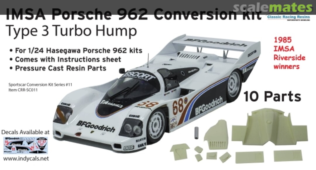 Boxart 1985 RIVERSIDE WINNERS PORSCHE 962 IMSA - TURBO HUMP TYPE 3 CRR-SC013 Classic Racing Resins