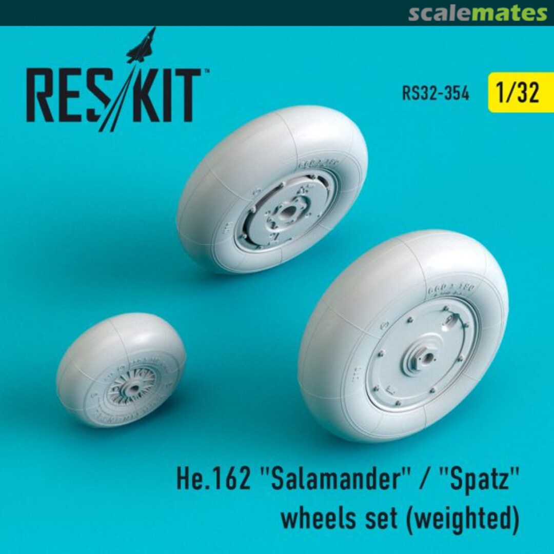 Boxart He.162 "Salamander" / "Spatz" wheels set (weighted) RS32-0354 ResKit