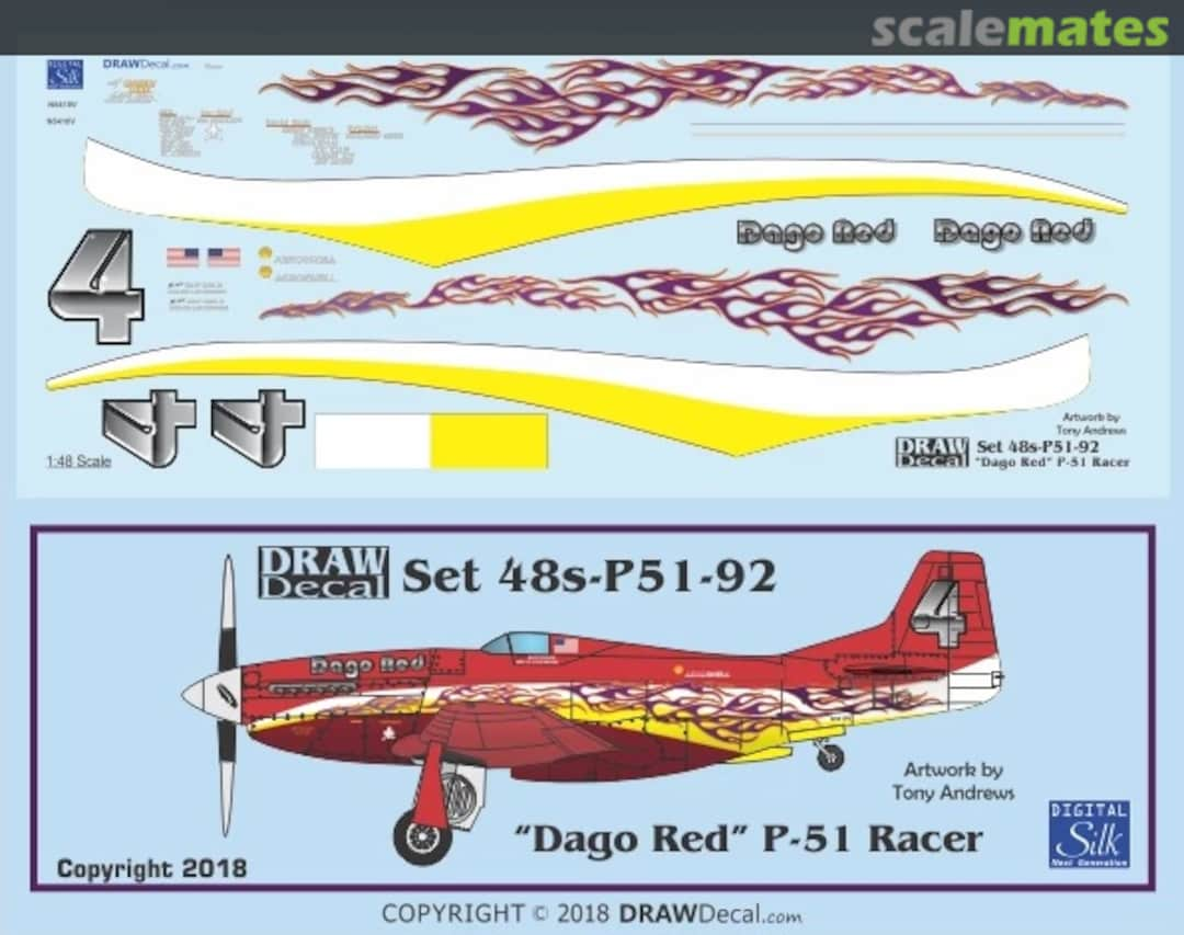 Boxart “Dago Red” P-51 Racer 48-P51-92 Draw Decal