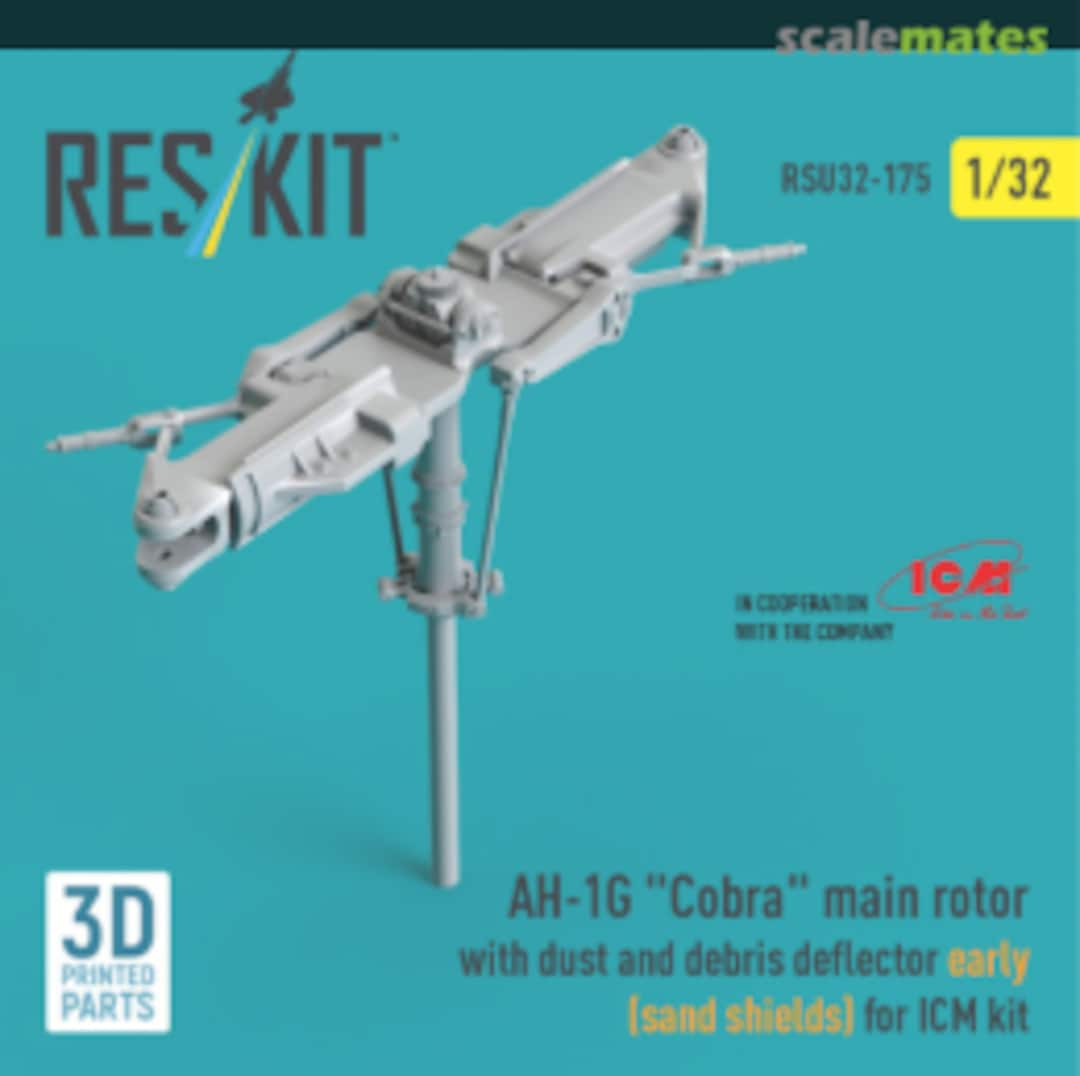 Boxart AH-1G ``Cobra`` main rotor with dust and debris deflector (sand shields) early version (3D Printed) RSU32-0175 ResKit