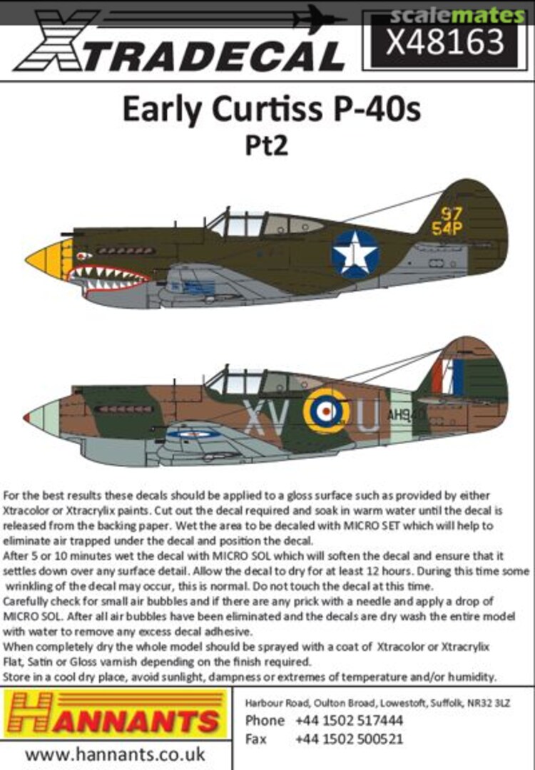 Boxart Early Curtiss P-40s Part 2 X48163 Xtradecal