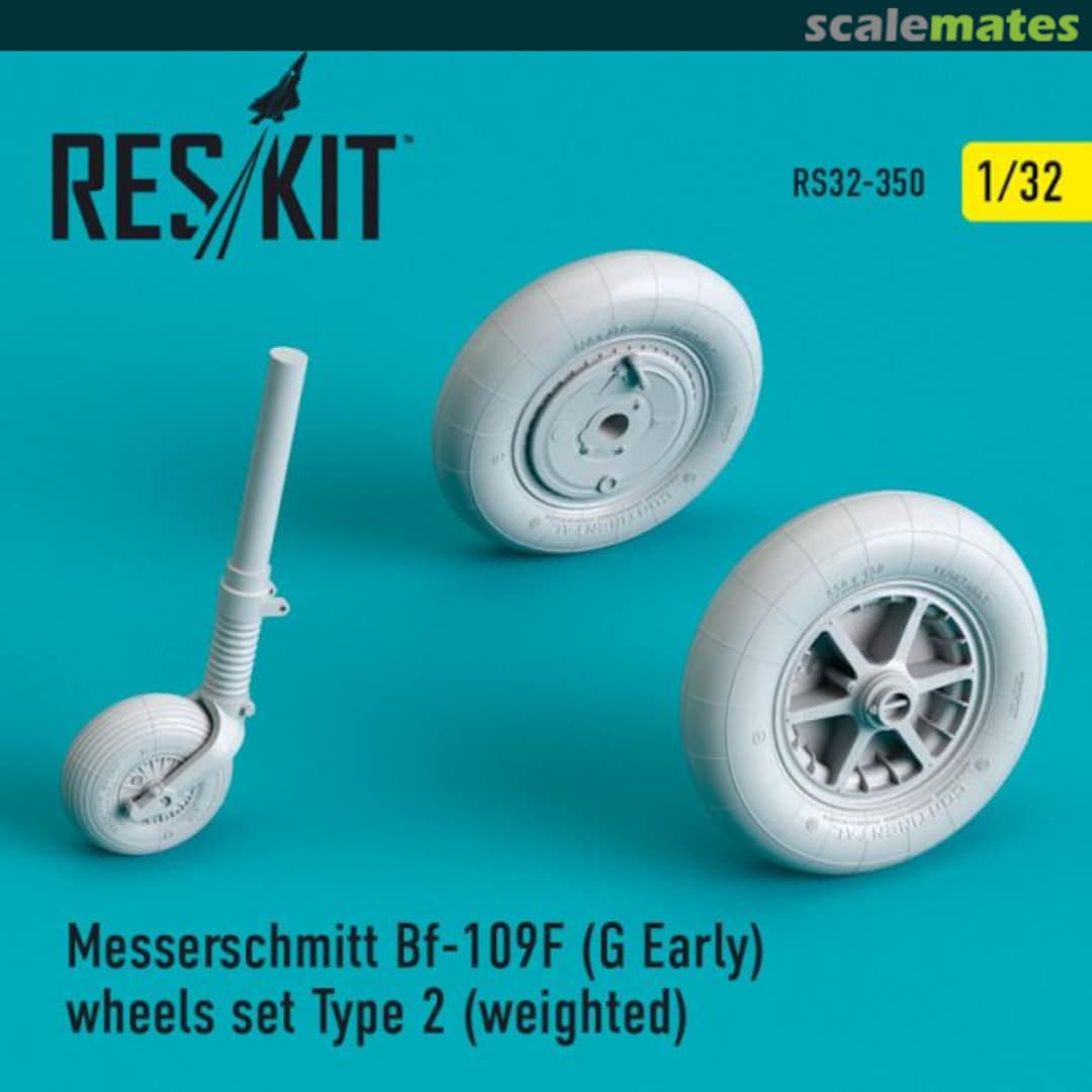 Boxart Messerschmitt Bf-109F (G early) wheels set Type 2 (weighted) RS32-0350 ResKit