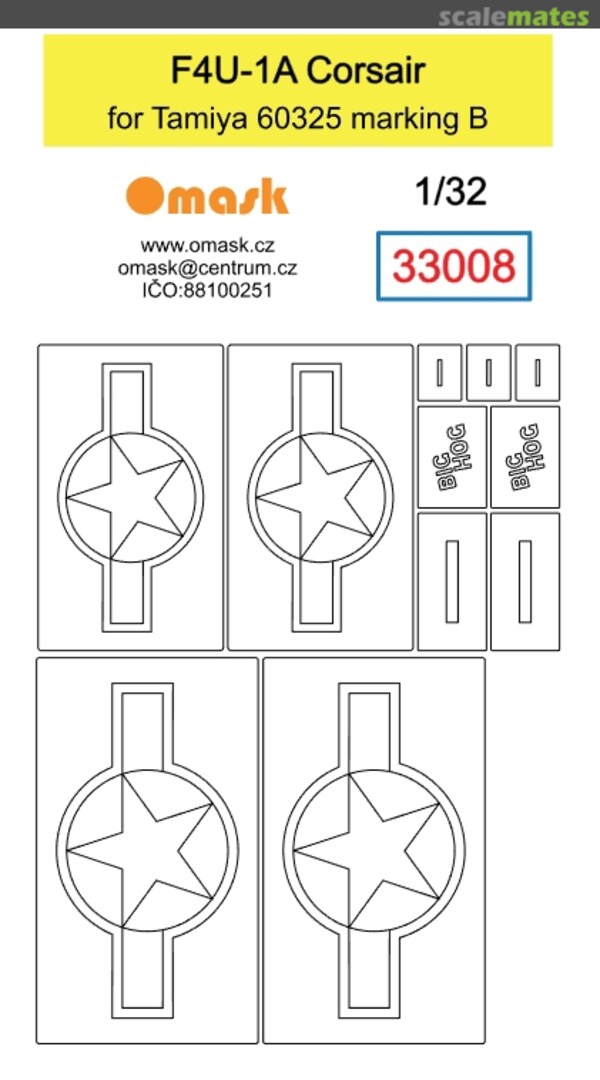 Boxart F4U-1A Corsair mask 33008 Omask